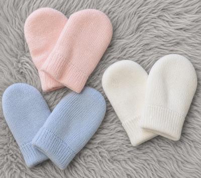 PB1742-9  Knitted Thumbless Mitten  (Pink Blue White - One Size)