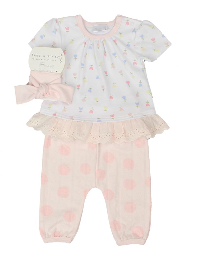 Pure & Soft JOG/E13321 * PSE13321p Pointelle Set "Floral" (0-6 months)