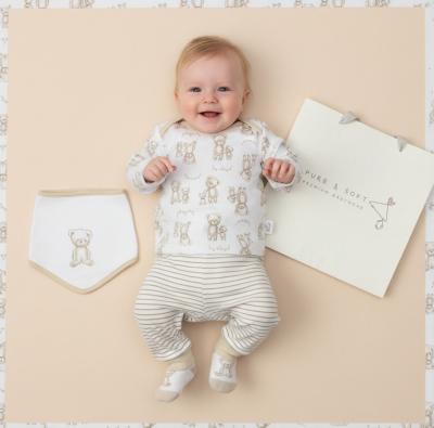 PSM14355 Top, Trousers, Bib & Socks " Teddy" ( 0-6 months)