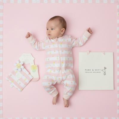 PSM15859 Zip Romper, socks & Comforter "Floral" ( 0-6 months)
