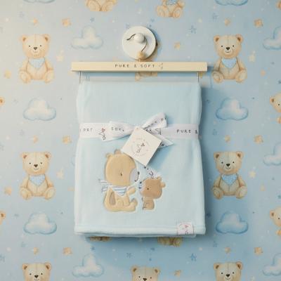 PSN14645 Plush Wrap with Teddy on Hanger