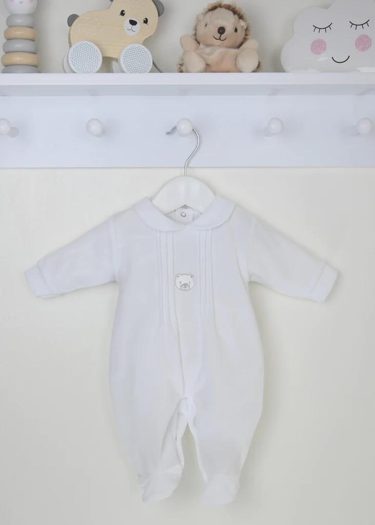 Pex B0059 * PX0059_AIO_W "Bear" Velour All In One (NB-6 months)