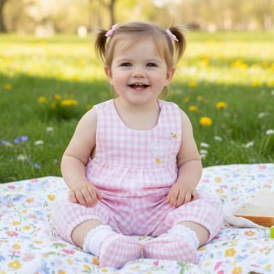 PX02448-P  Gingham "Goose" PlaySuit  (3-18 months)