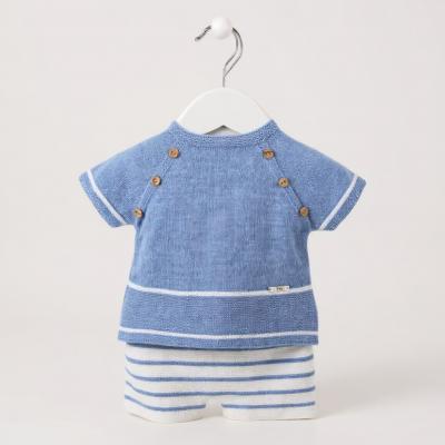 PX0552-DB  Casper Dusky Blue Knit Set  (Nb -6months)