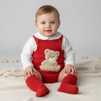 PX0725-RAa Red "Bear" Dungaree Set (NB-6 months)