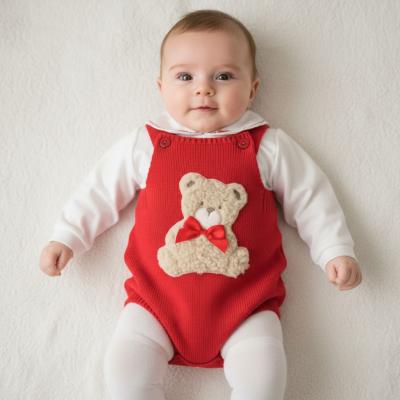 PX0726-R-A Red "Bear" Dungaree Set (Nb-9 months)