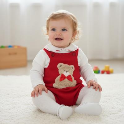 PX0726-R-B Red "Bear" Dungaree Set (9-24 months)