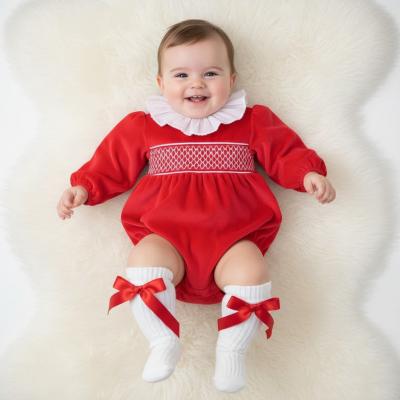PX0777-RB  Evie Red Velour Romper  (9-24 months)