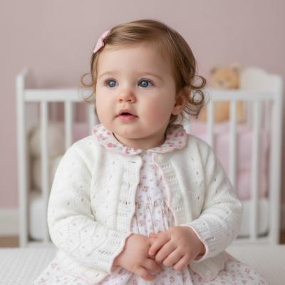 PX0862-WP-A  Avery White and Pink  Cardigan  (Newborn - 6 months)