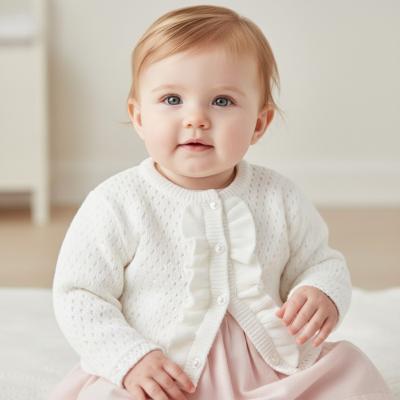 PX0863-WA   Luella White Frill Cardigan  (NB-6 months)