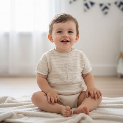 PX0869-N-B  Natural Anchor Pants Suit  (9-24 months)