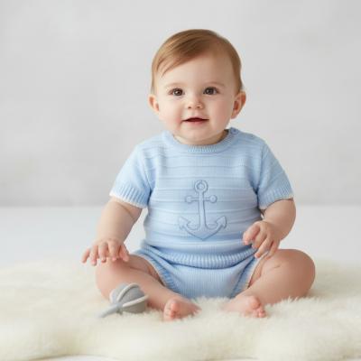 PX0869B-b   Sky Blue Anchor Pants Suit  (9-24 months)