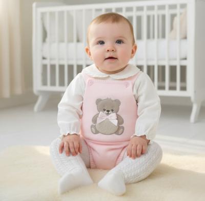 PX1107-P-A Pink "Teddy" Dungaree Set (Nb-9 months)