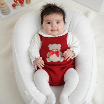 PX1107-R-A Red "Teddy" Dungaree Set (Nb-9 months)