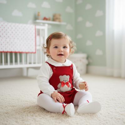 PX1107-R-B Red"Teddy" Dungaree Set (9-24 months)