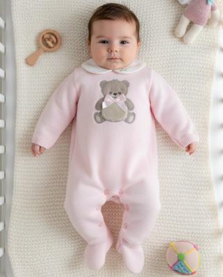 PX1109-P-A Pink "Teddy" Knit All In One ( Newborn - 9 months)