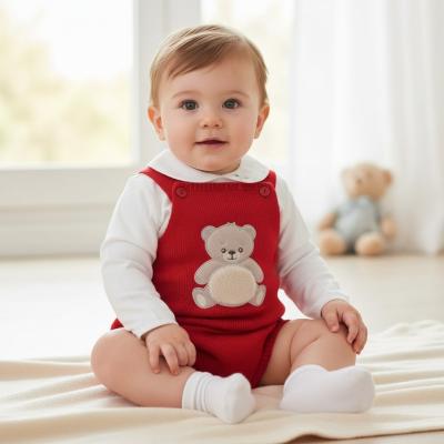 PX1110-R-A Red"Teddy" Dungaree Set (Nb-9 months)