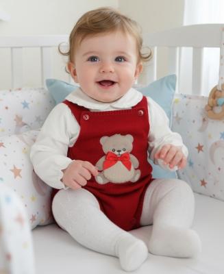 PX1110-R-A Red"Teddy" Dungaree Set (Nb-9 months)