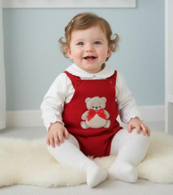 PX1110-R-B Red"Teddy" Dungaree Set (9-24 months)
