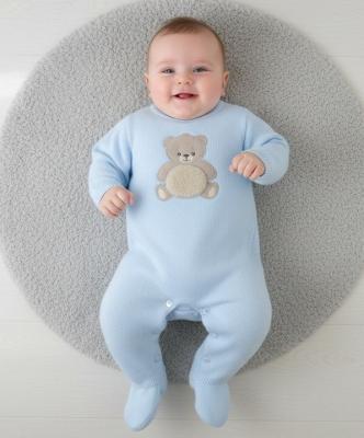 PX1112-S-A Sky "Teddy" Knit All In One ( Newborn - 12 months)