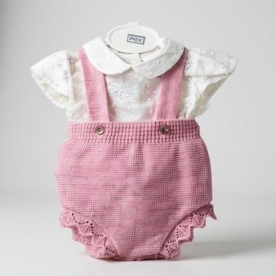 PXMACIE_Dun-P  Pink Macie Short Dungaree Outfit  (0-12 months)