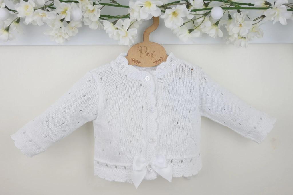 Pex B0208 * PX0208-W-A White Miranda Cardigan (NB-6 months)