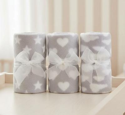 QT19C248  White and Grey Fleece Blanket  ( 3 designs)
