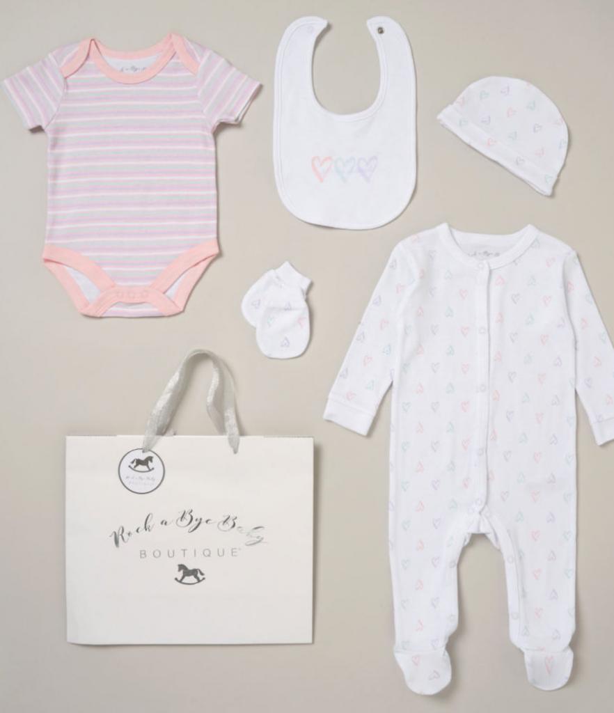 Rock a bye boutique  505662232132 RBC05686P Hearts 5 Piece Set (NB - 6m)