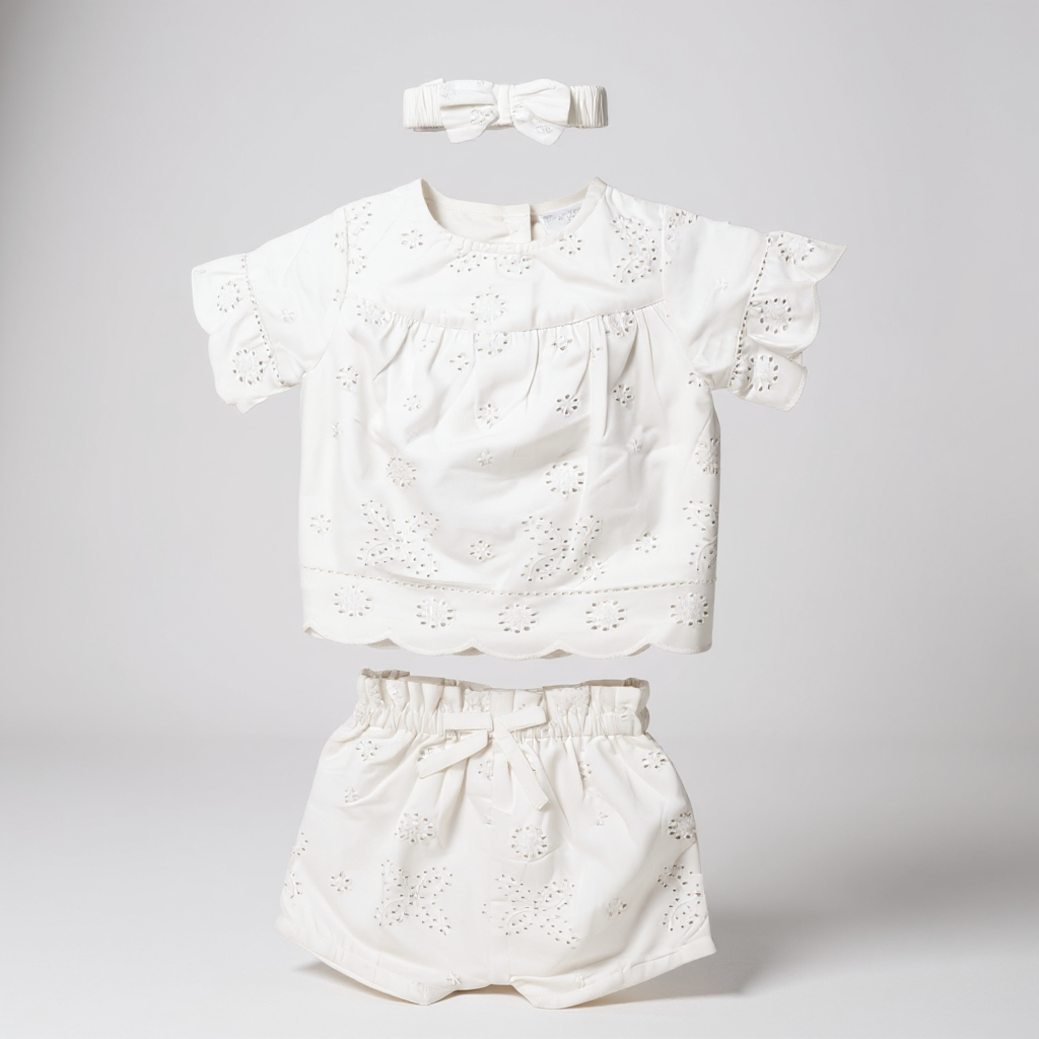 Rock a bye boutique D06870 RBD06870-W Broderie Anglaise shorts set ( 0-12 months)