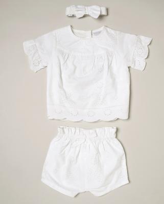 Rock a bye boutique D06870 RBD06870-W Broderie Anglaise shorts set ( 0-12 months)