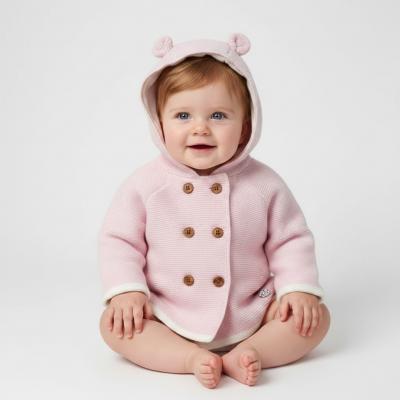 RBD07150-P  Hooded Double Knit Cardigan  (0-9 months)
