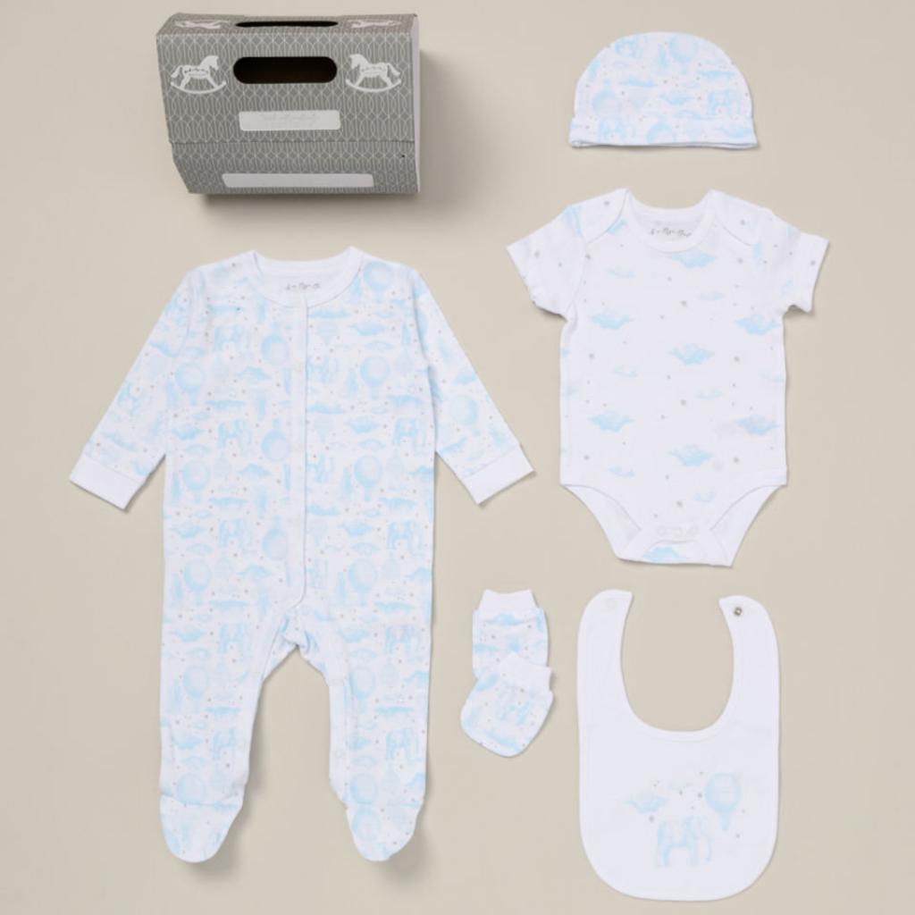 Rock a bye boutique D07312 * RBD07312 Elephant 5 Piece Layette & Bag(NB - 6m)