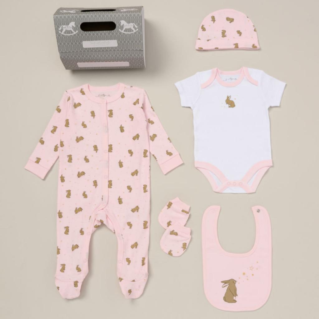 Rock a bye boutique D07335  RBD07335 Bunny 5 Piece Layette & Bag(NB - 6m)