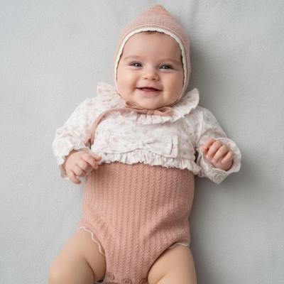 RBE07713  Floral Romper and Bonnet  (0-12 months)
