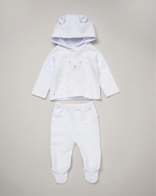 RBE07800A  Teddy textured Hooded Set  (Nb-6 months)