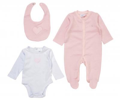 RBE07817S  Heart Textured Layette Set  (0-3 months ONLY) SINGLE