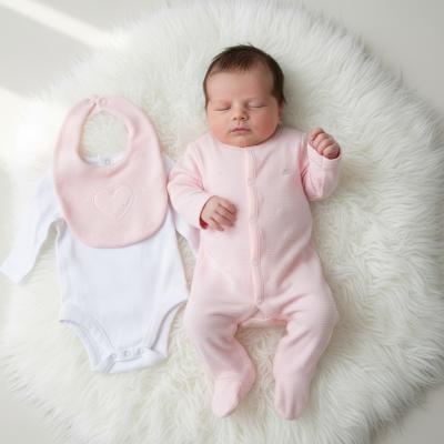 RBE07817p  Heart Textured Layette Set  (Newborn ONLY) SINGLE