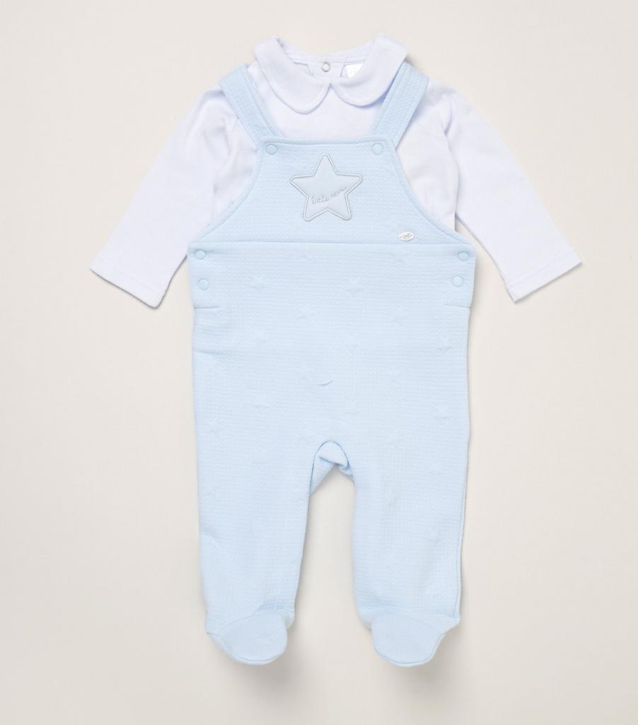 Rock a bye boutique E07819 * RBE07819 Star textured Dungaree Set (0-9 months)