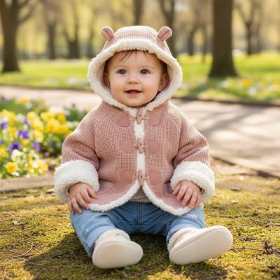 RBE07894-DP Dusky Pink Borg and Knit Cardigan (0-12 months)