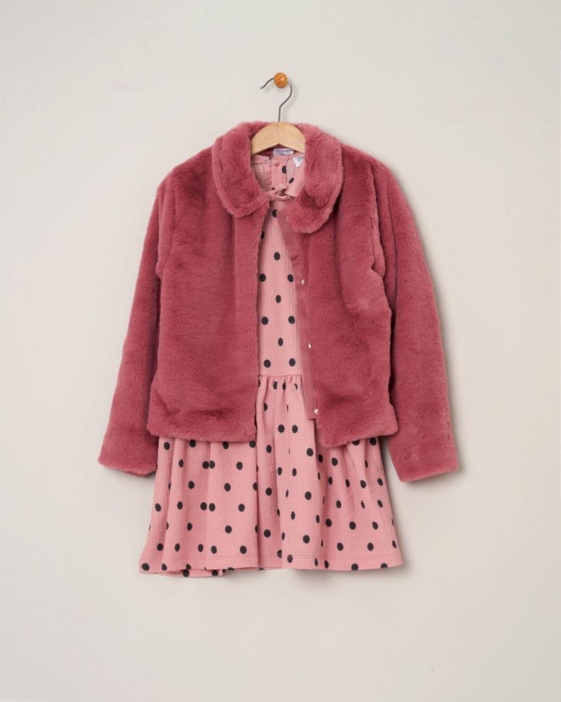 Miss E07969A 9-12m = 5056623226452, 12-18m = 5056623223727, 18-24m = 5056623223734 MIE07969A Polka Dot Dress and Jacket Set (9-24m)