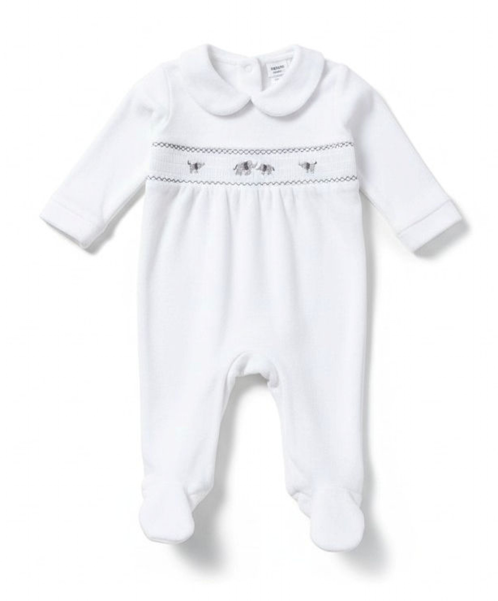 Rock a bye boutique E08291-1 * RBE08291W Smocked Elephant Velour All In One (0-9 months)