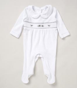 Rock a bye boutique E08291-1 * RBE08291W Smocked Elephant Velour All In One (0-9 months)