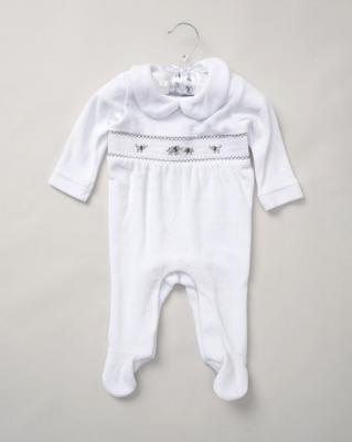 Rock a bye boutique E08291-1 * RBE08291W Smocked Elephant Velour All In One (0-9 months)