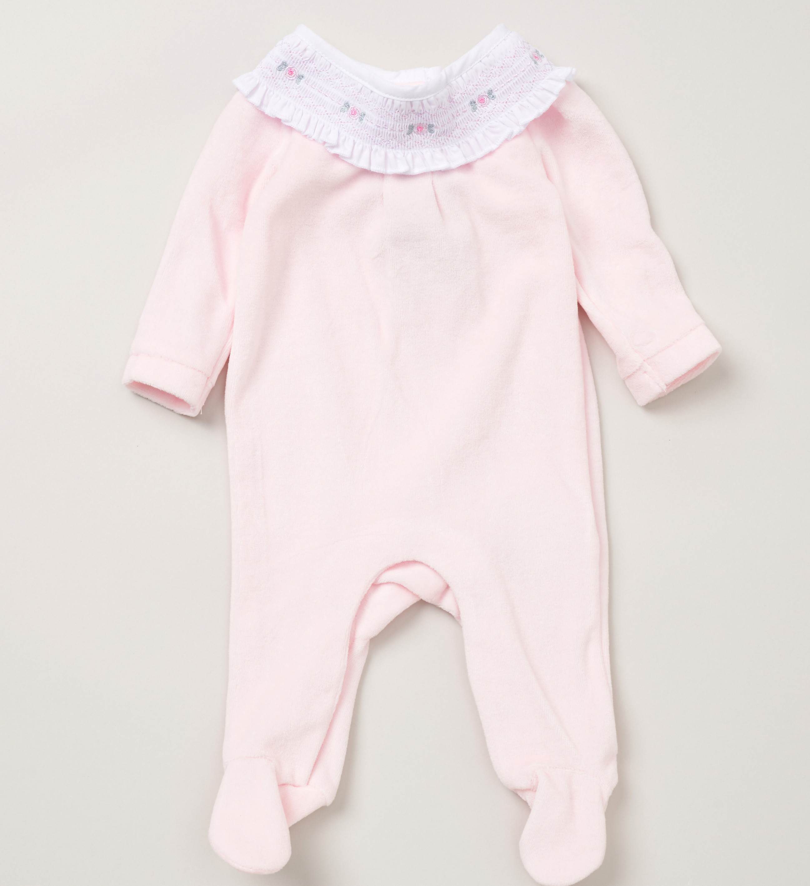 Rock a bye boutique  * RBE08296 Frilled Collar Velour  All in one(0-9 months)