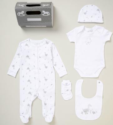 RBE08855W  "Ducks" 5 Piece Layette Set  (Nb-6 months)