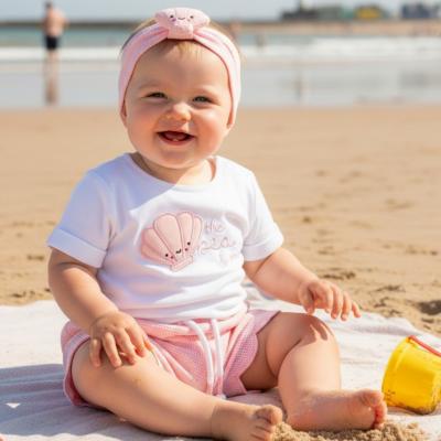 RBF09018P  Seashell Scalloped Waffle Shorts Set (0-12 months)