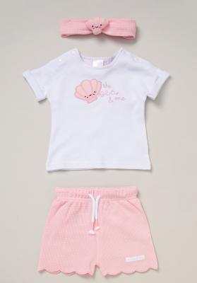 Rock a bye boutique F09018NB 5056756546946 RBF09018 Seashell Scalloped Waffle Shorts Set(0-12 months)