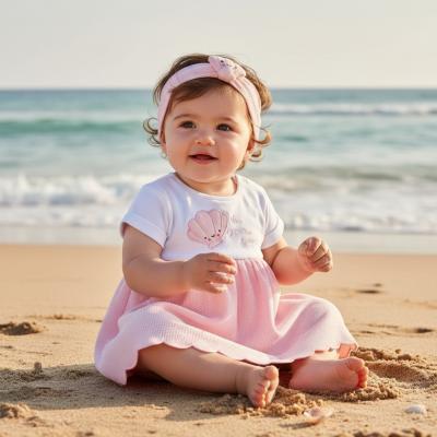 RBF09019-P  Seashell Scalloped Waffle Dress Set (0-12 months)