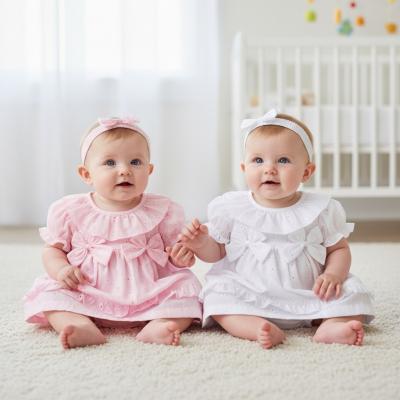 RBF09178-B  Broderie Anglaise Dress Set with Bows  (9-24 months)