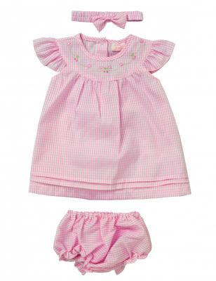 RBF09184AP  Gingham Dress Set  (0-9 months)